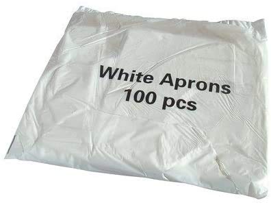 Premium Quality 100x White Disposable Aprons for Adults - Waterproof Apron Pack - Plastic Aprons Medical Virus Protection - PPE Aprons Disposable - Throw Away Single Use Aprons