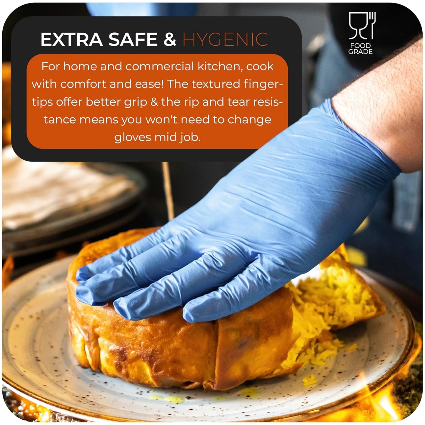 Extra Strong Nitrile Gloves Disposable Blue Powder-Free Latex-Free (CASE OF 10 BOXES)