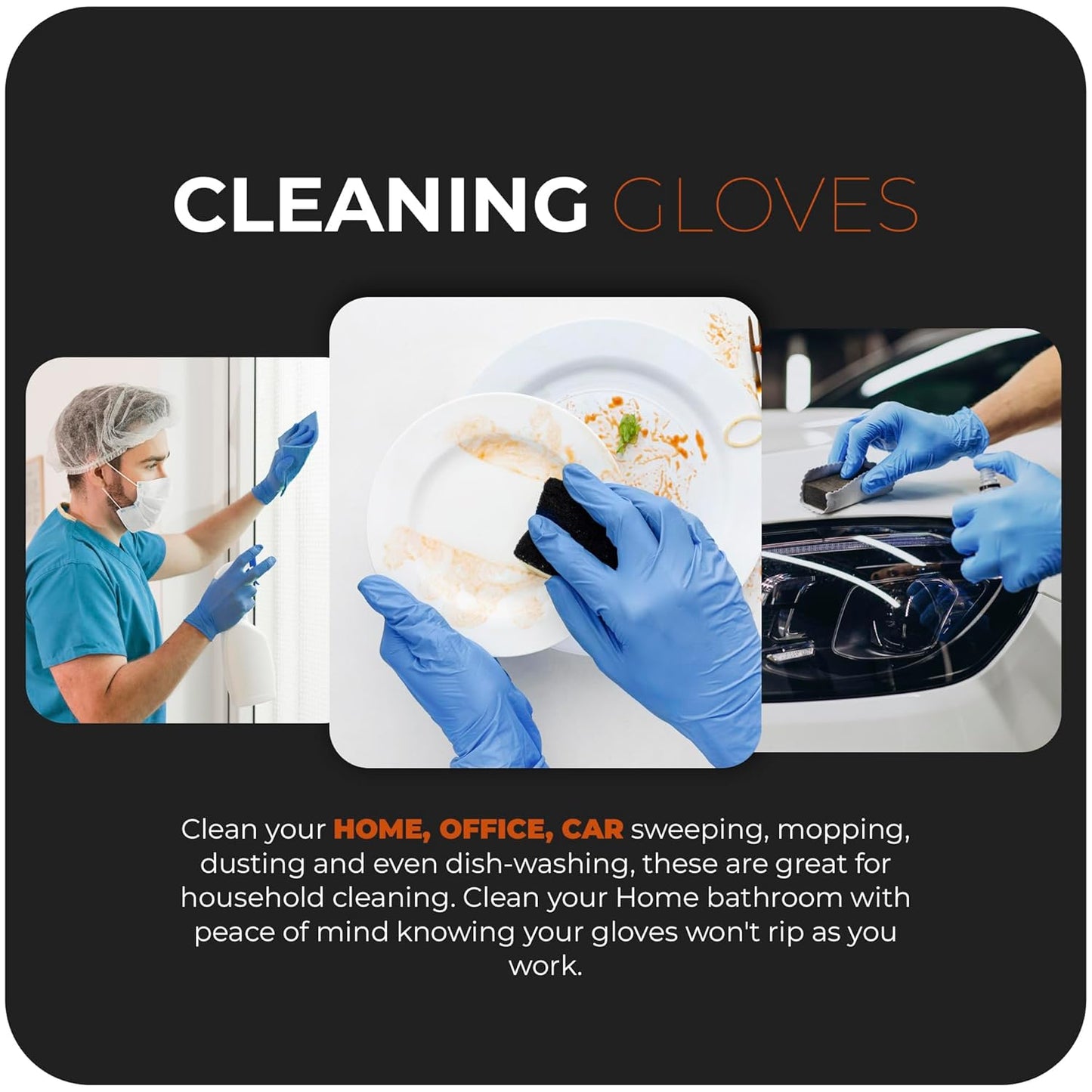 Extra Strong Nitrile Gloves Disposable Blue Powder-Free Latex-Free (CASE OF 10 BOXES)