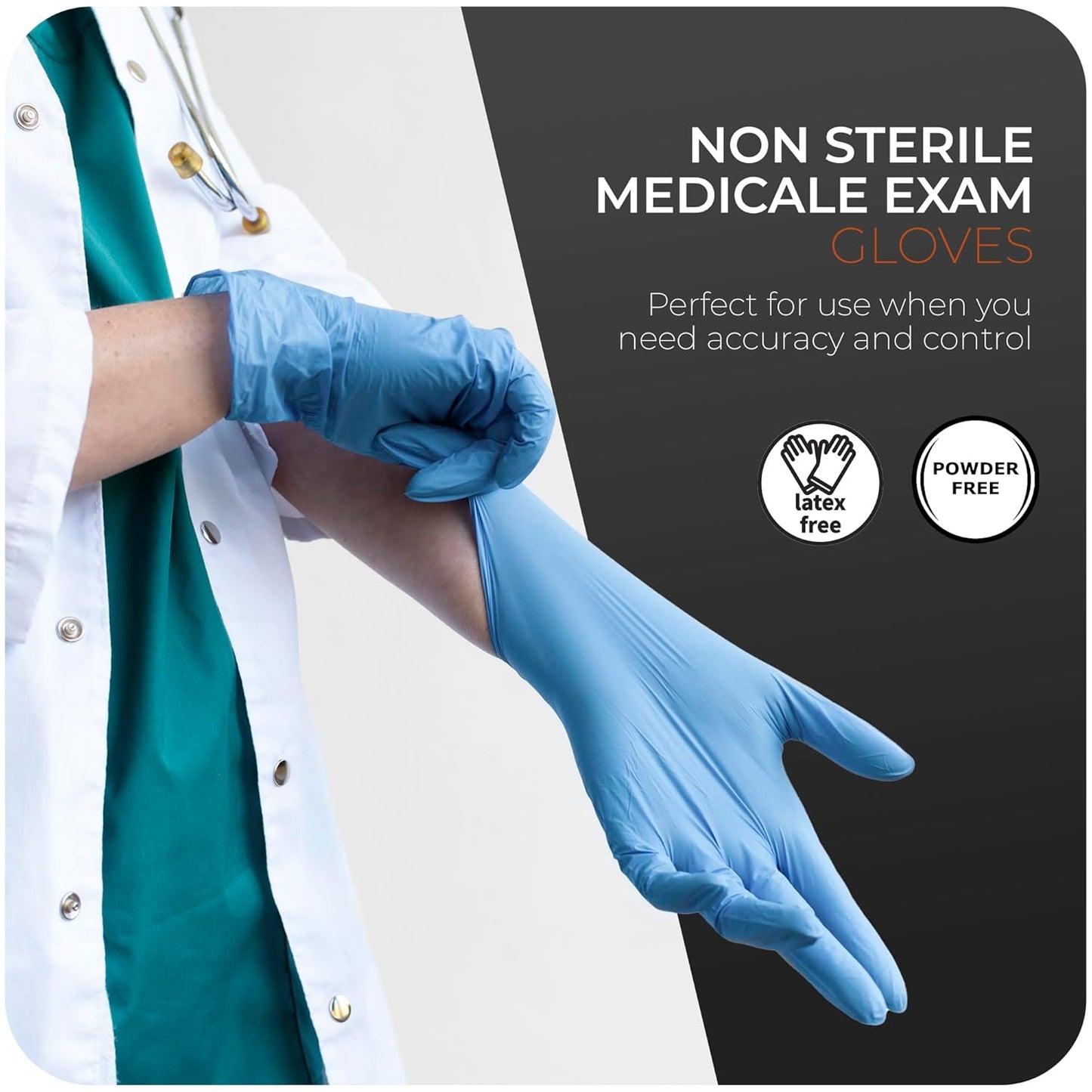 Extra Strong Nitrile Gloves Disposable Blue Powder-Free Latex-Free (CASE OF 10 BOXES)