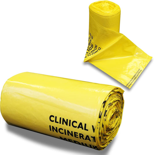 RE-GEN Biohazard Clinical Waste Disposal Sacks Bags (1 Roll, 50 Individual Bags) Size 71x99cm, 90Litre, 5kg Weight Capacity – UN Certified