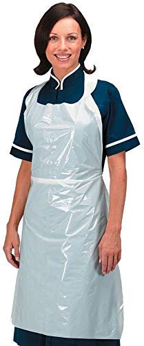 Premium Quality 100x White Disposable Aprons for Adults - Waterproof Apron Pack - Plastic Aprons Medical Virus Protection - PPE Aprons Disposable - Throw Away Single Use Aprons
