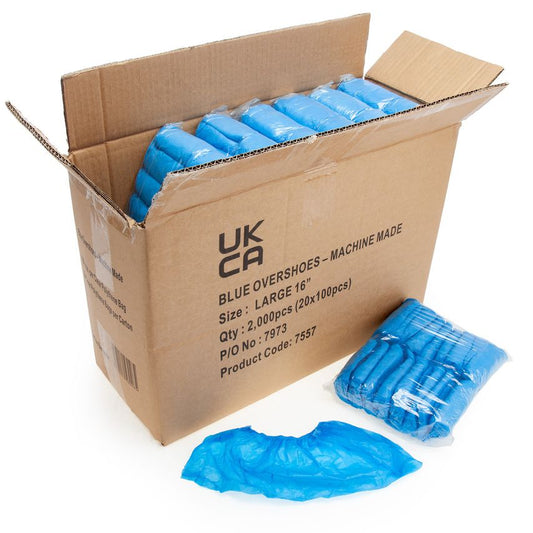 Disposable Shoe Covers, Extra Grip Blue Overshoes Plastic Protective Shoe Cover 2000 Pieces (Case)