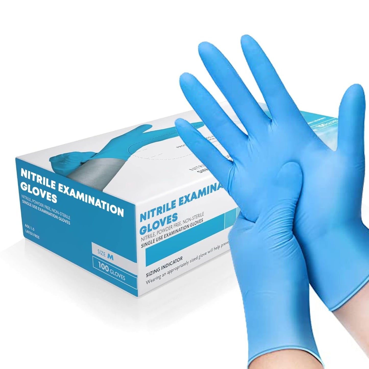 Blue Nitrile Gloves Powder-Free Latex-Free 3.5g (100 in a Box)