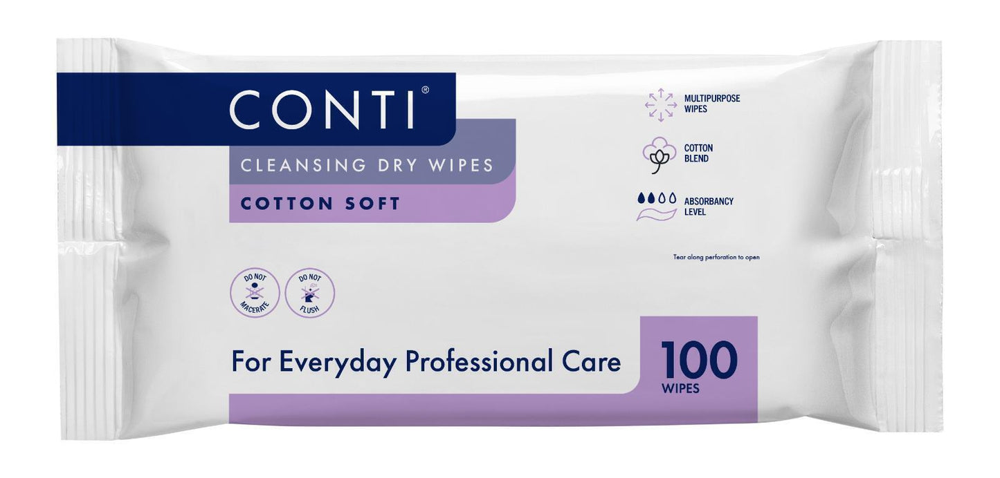 Conti SoSoft Large Heavyweight Dry Patient Cleansing Wipes Bundle 30cm x 28cm (3 Packs of 100 Dry Wipes)