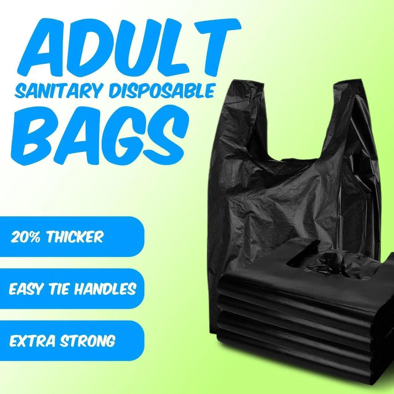 Adult Nappy Bags Sanitary Disposable Sacks Incontinence Pads (Large 20% Thicker) x 100 Pack