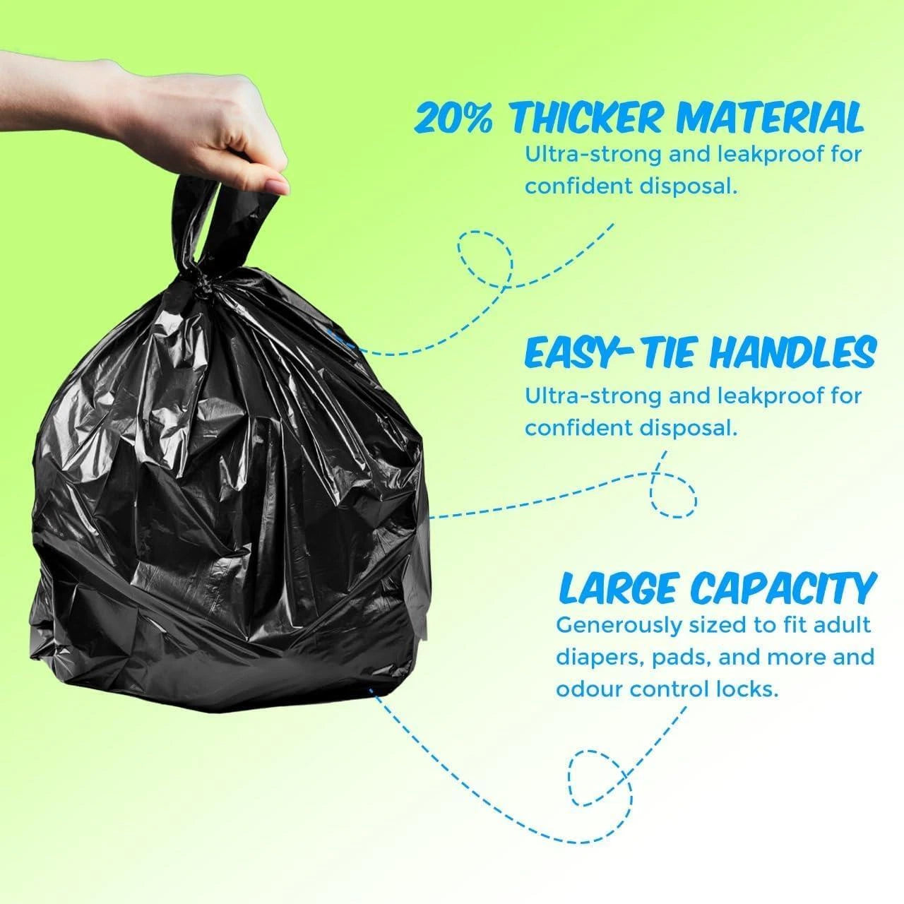 Adult Nappy Bags Sanitary Disposable Sacks Incontinence Pads (Large 20% Thicker) x 100 Pack